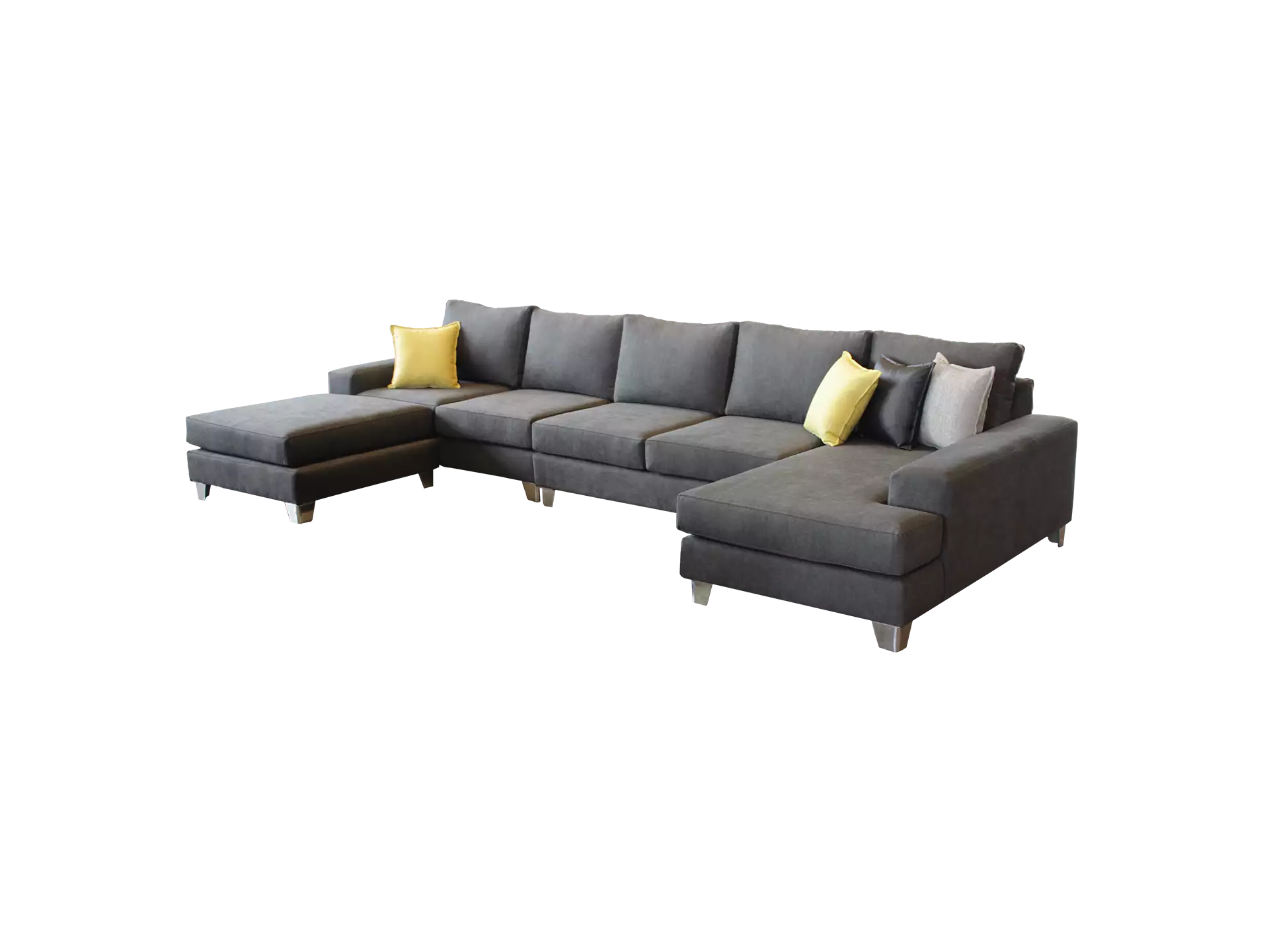 dream 4 en 1 visto de lado con almohadones amarillos negros y grises