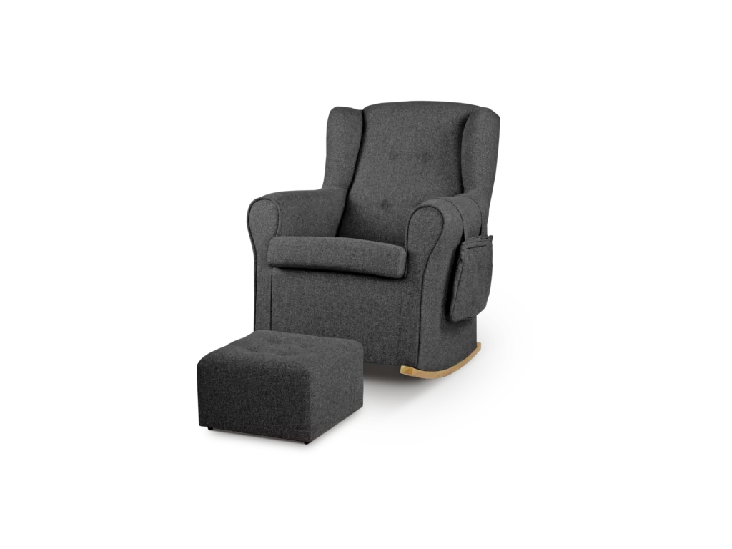 sillon carla individual mecedora con apoya cabeza apoya pie y bolsillo lateral abugar linea clasica