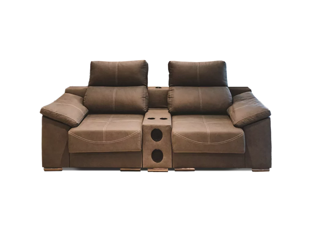 sofa galaxy 2 modulos 2 cuerpos abugar con asientos extensibles y apoya cabezas de 5 posiciones con parlantes bluetooth