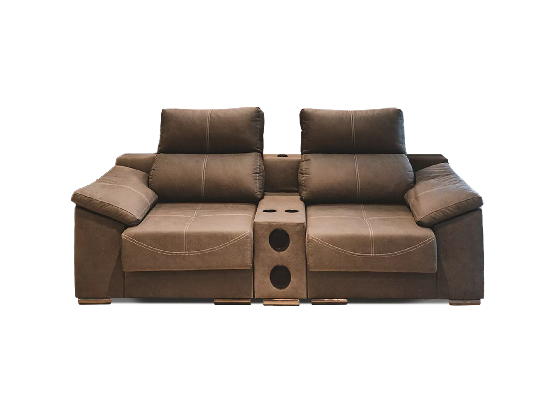 sofa galaxy 2 modulos 2 cuerpos abugar con asientos extensibles y apoya cabezas de 5 posiciones con parlantes bluetooth