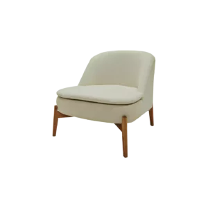 silla alaska abugar vista de frente tres cuartos perfil con tela blanca y patas color paraíso