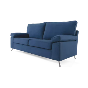 sofa italiano abugar visto de frente tres cuartos azul tela pana